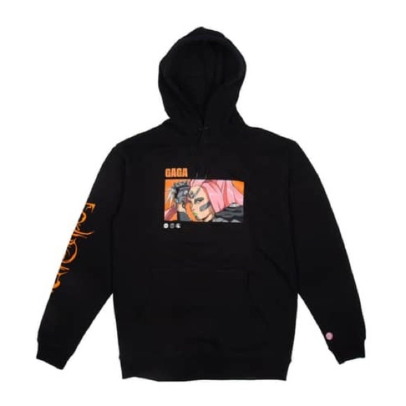 Lady Gaga X Crunch Roll Black Hoodie with Anime Graphic and Orange Accents - Picture 2 of 2